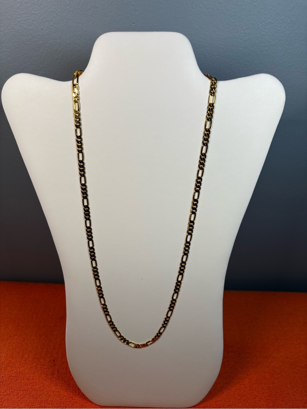 Gold Over 925 Sterling Silver Figaro Link Necklace